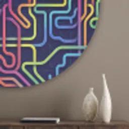 Retro - Abstract - Neon Akoestische PET Vilt - Rond klein -sfeer5_closeup