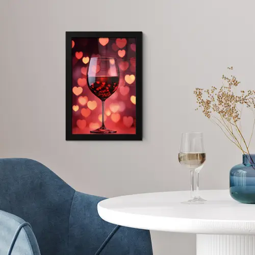 Rood - Wijn - Hartjes fotolijst zwart zonder passe partout klein -sfeer4