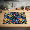Zomer - Vlinder - Marineblauw - Blauw Inductie beschermer vinyl 3mm klein 276 -sfeer5