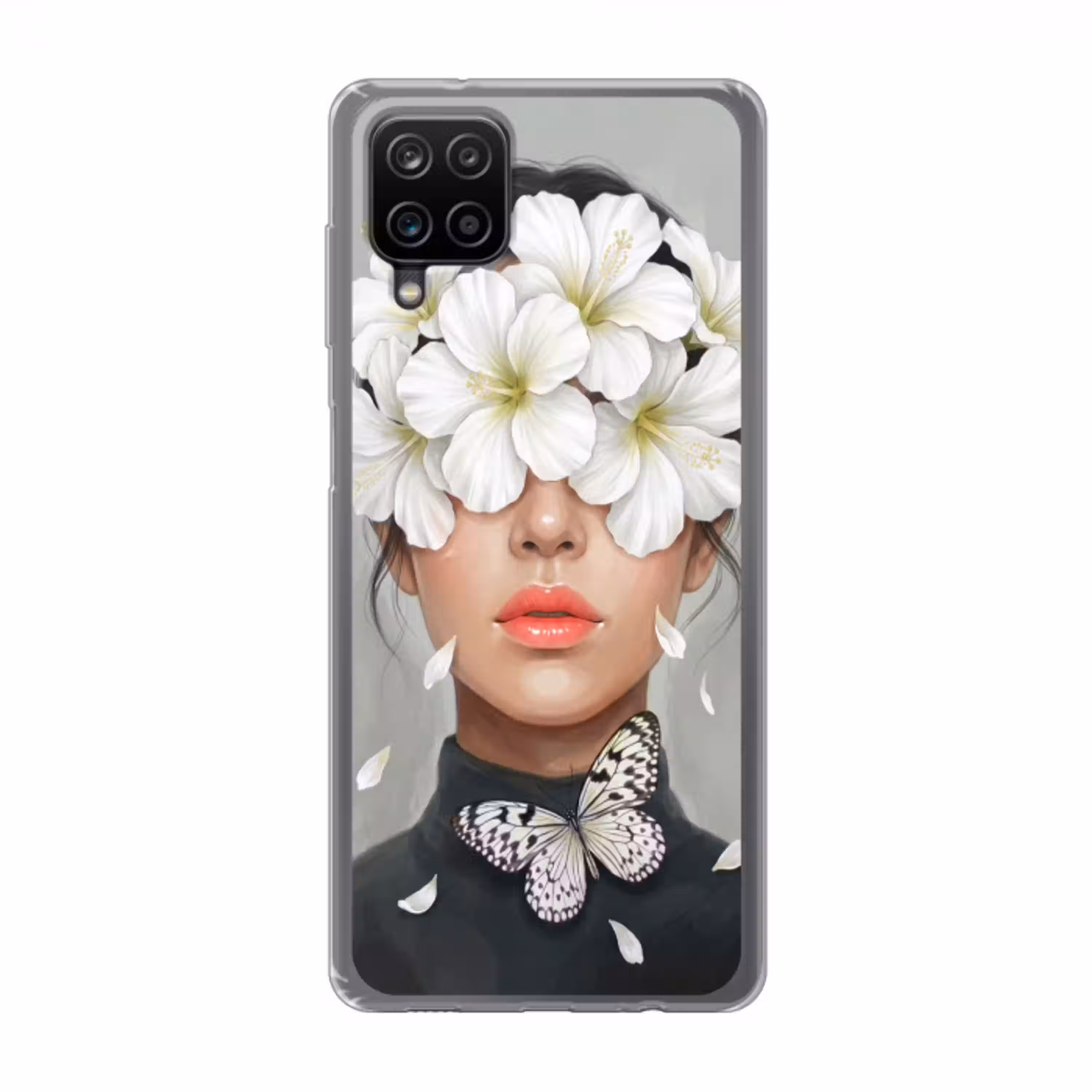 Lelies - Portret - Wit Telefoonhoesje Samsung Galaxy A12 klein -3d