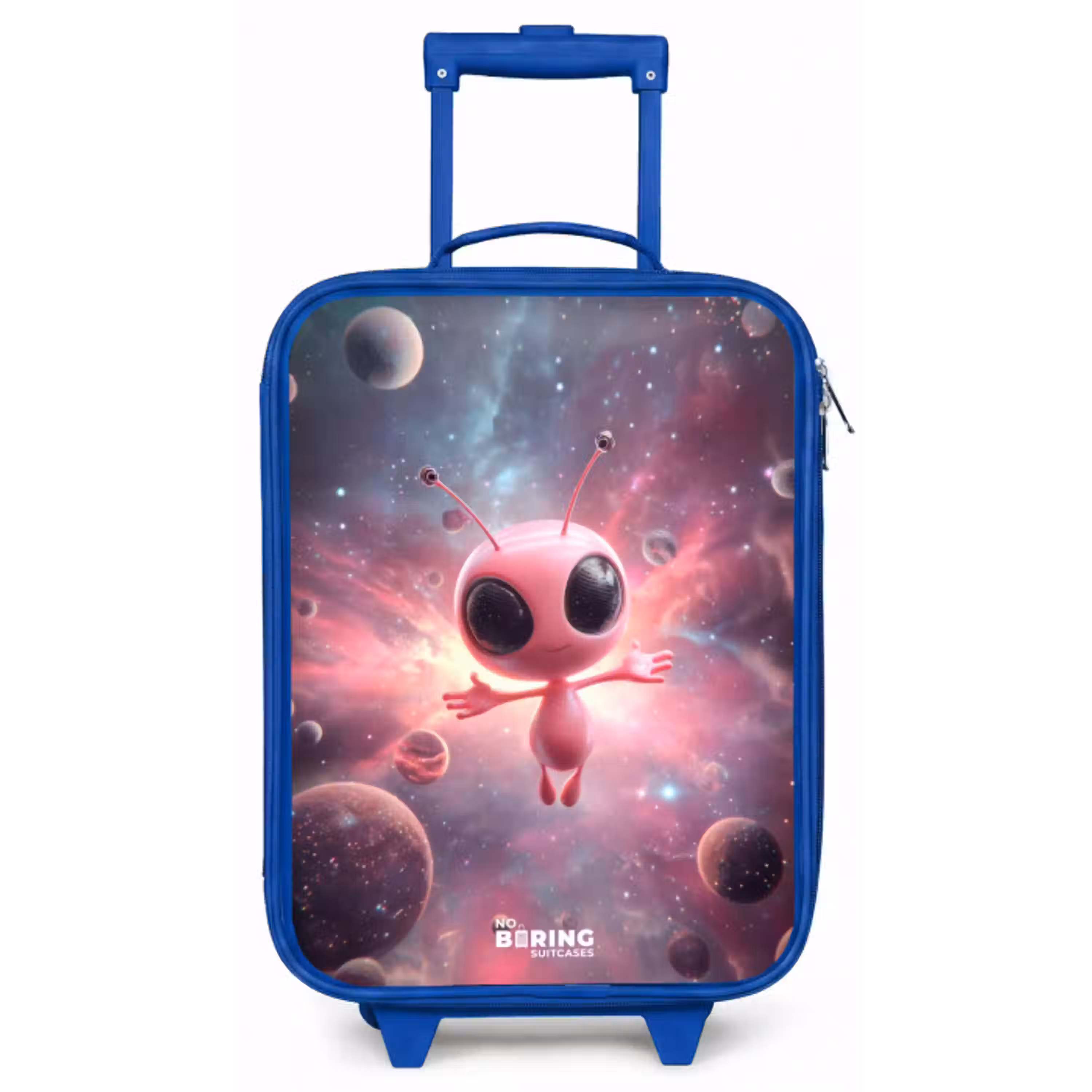 Roze Alien in Sterrennevel Kinderkoffer - Blauw klein -zz3dotto