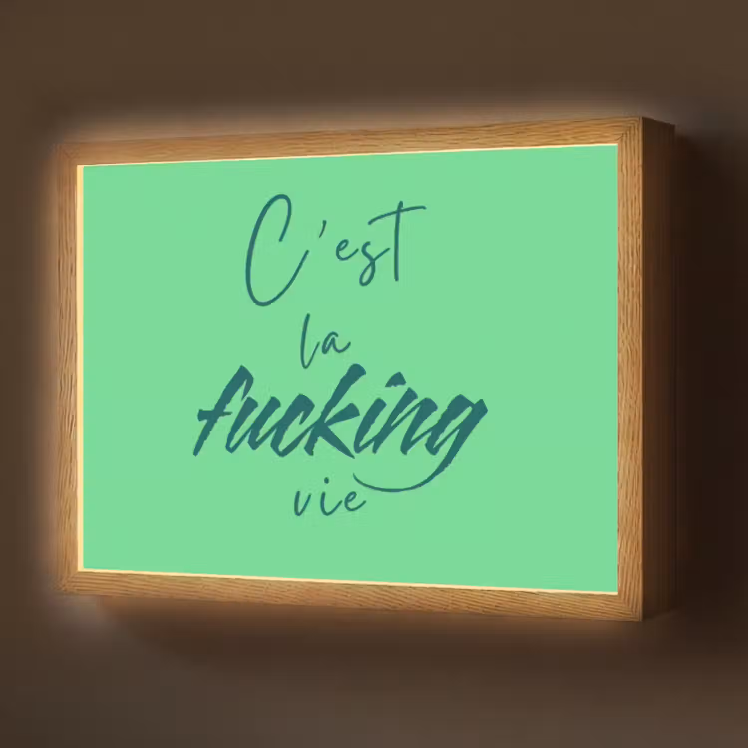 Lightbox - Wandlamp - c'est la fucking vie - Groen - Penseelstijl