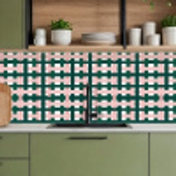 Vlechtpatroon - Groen - Roze - Grafisch keuken achterwand 2 middel 871 -sfeer3