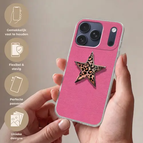 Ster - Luipaard - Print - Roze Telefoonhoesje iPhone 17 Pro klein -sfeer3_NL