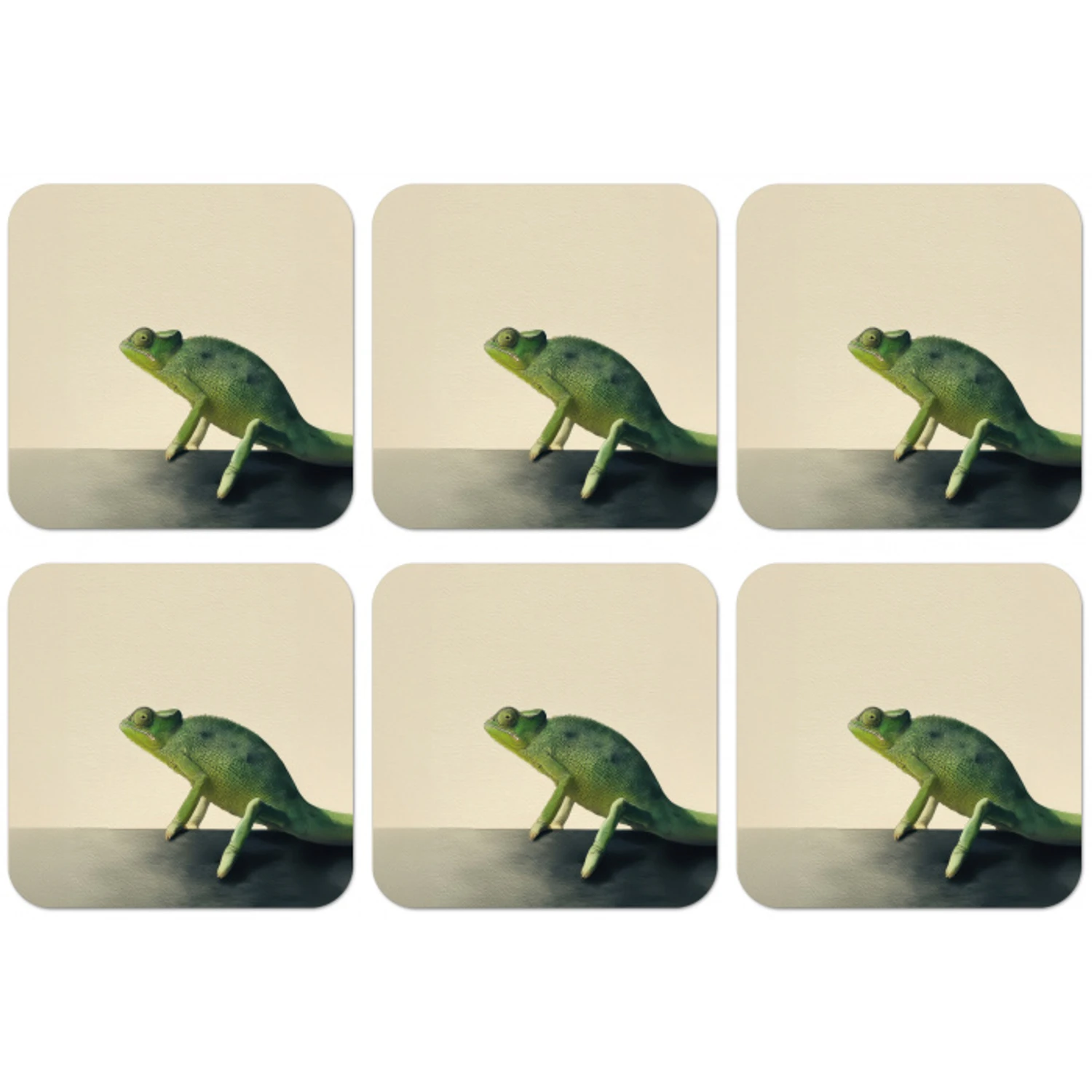 Kameleon - Groen - Minimalistisch onderzetter kurk middel -zkaufland3dotto