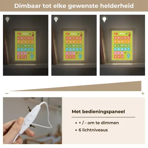 Alfabet - Educatief - Letters leren voor kinderen - Groen - Dieren Light Box met kabel klein -USP_dimbaarNL