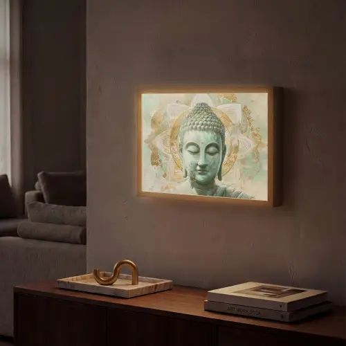 Buddha - Mandala - Modern - Spiritualiteit Light Box met batterij (Wandlamp) middel -sfeer1