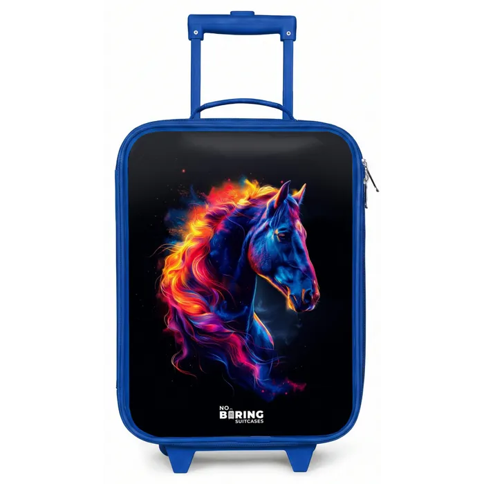Zijaanzicht van een paard met vurige manen Kinderkoffer - Blauw klein -zz3dotto