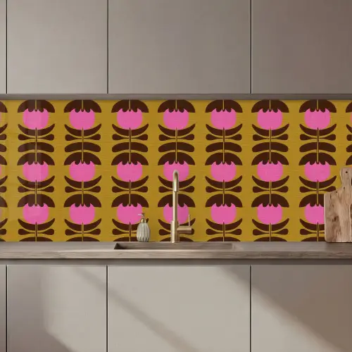 Abstract - Bloemen - Roze keuken achterwand 2 middel 871 zz_3dshopping