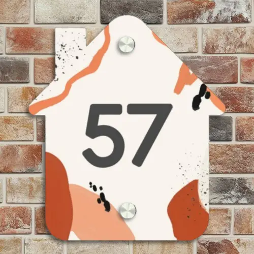 Abstract oranje - Traditioneel Naambord Huisje klein -sfeer6