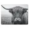 Schotse hooglander - Zwart - Wit - Gras muismat rubber klein -3d