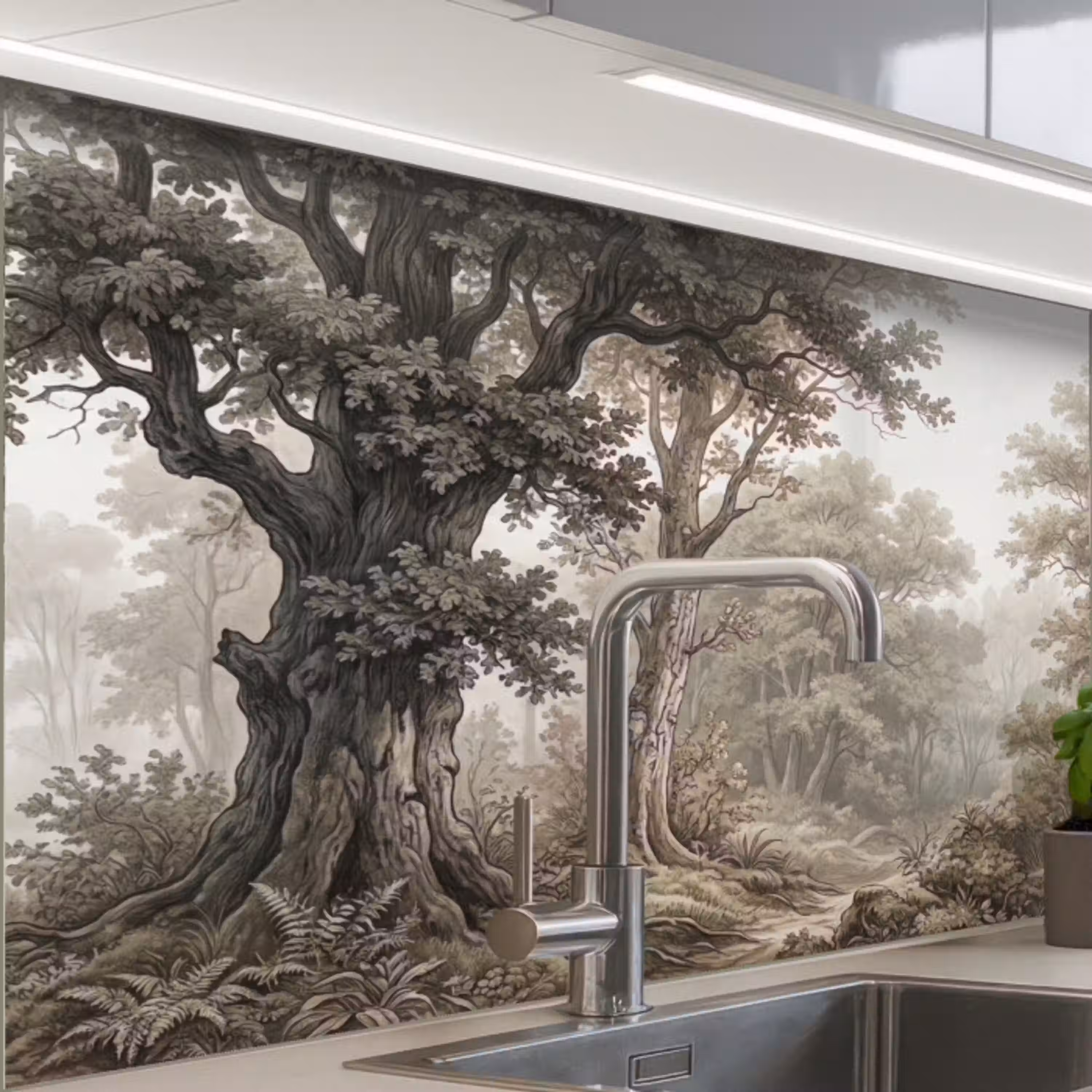 Natuur - Bos - Eik keuken achterwand 2 middel -zzzz3d_schuin