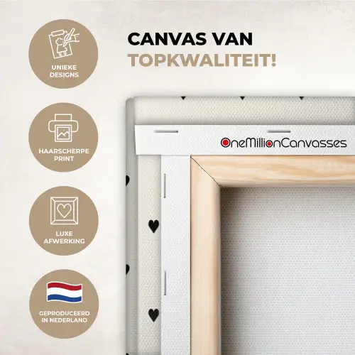 Harten - Liefde - Zwart - Wit canvas 2cm xxl 828 -sfeer2