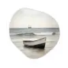 Roeiboot - Zee - Horizon Wandcirkel Organisch Plexiglas middel -3d