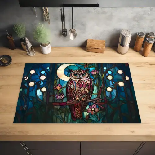 Uil - Mozaïek - Maan - Nacht Inductie beschermer vinyl 3mm klein -sfeer5