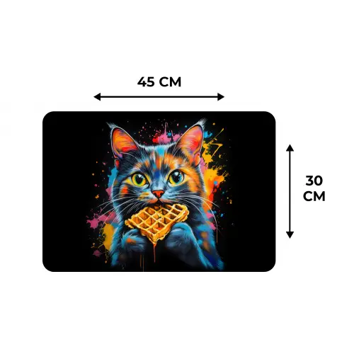 Kat - Graffiti - Kleurrijk - Wafel - Eten Placemat vinyl groot -specs