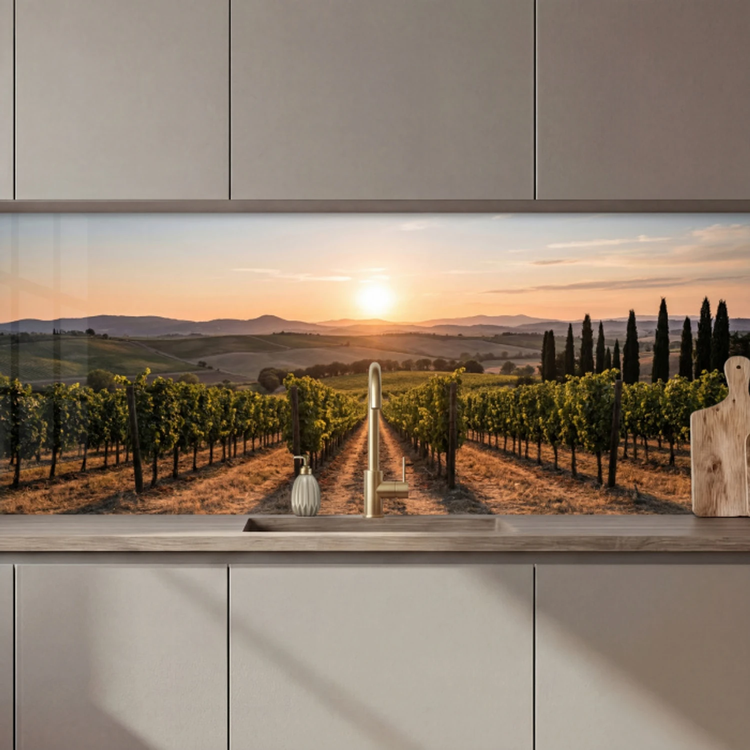 Wijngaard - Zonsondergang - Landschap keuken achterwand 2 middel zz_3dshopping
