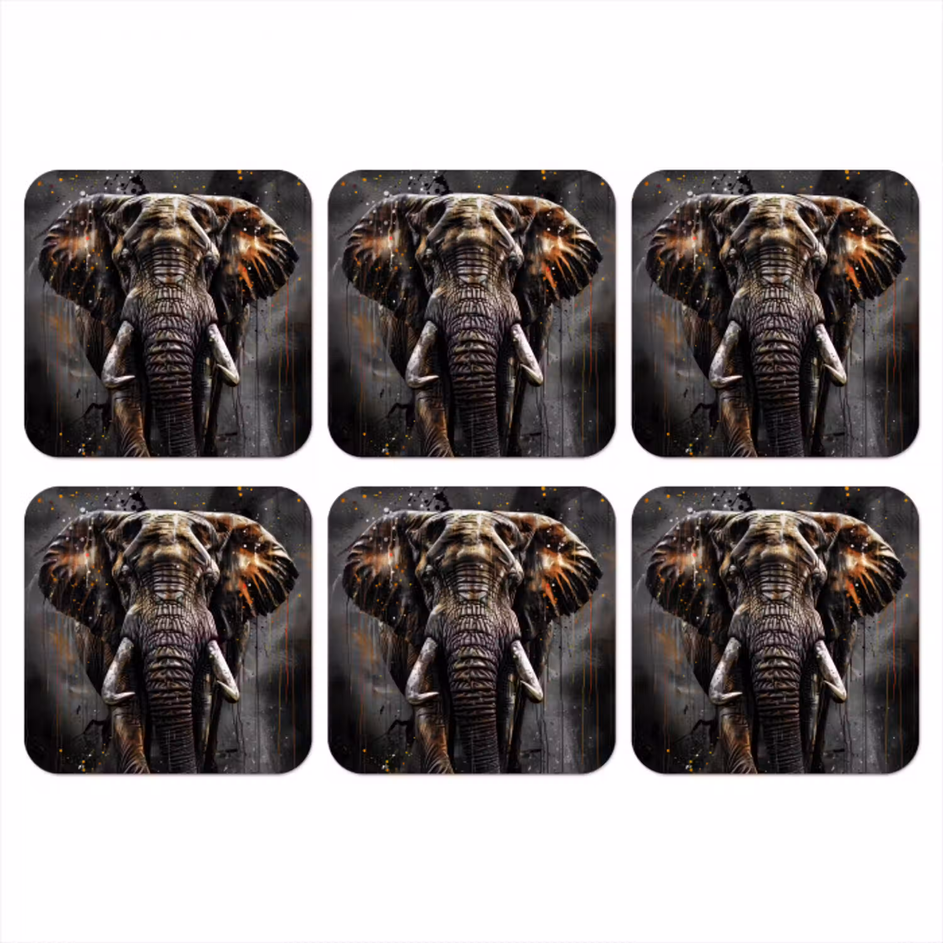 Olifant - Watercolor - Wilde dieren - Luxe onderzetter kurk middel -3d