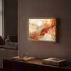 Marmer - Oranje - Goud - Modern - Abstract Light Box met batterij (Wandlamp) middel -sfeer1