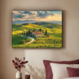 Toscane - Landschap - Wijngaarden Textielframe zwart klein -sfeer1