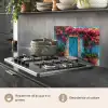 Deur - Hout - Bloemen - Blauw keuken achterwand spatscherm klein -usp_IT