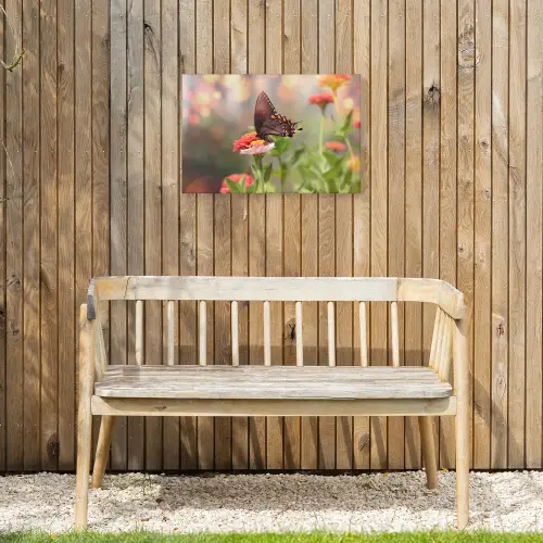 Vlinder op zomerbloem Tuinposter op houten frame 2 cm dik klein -sfeer4