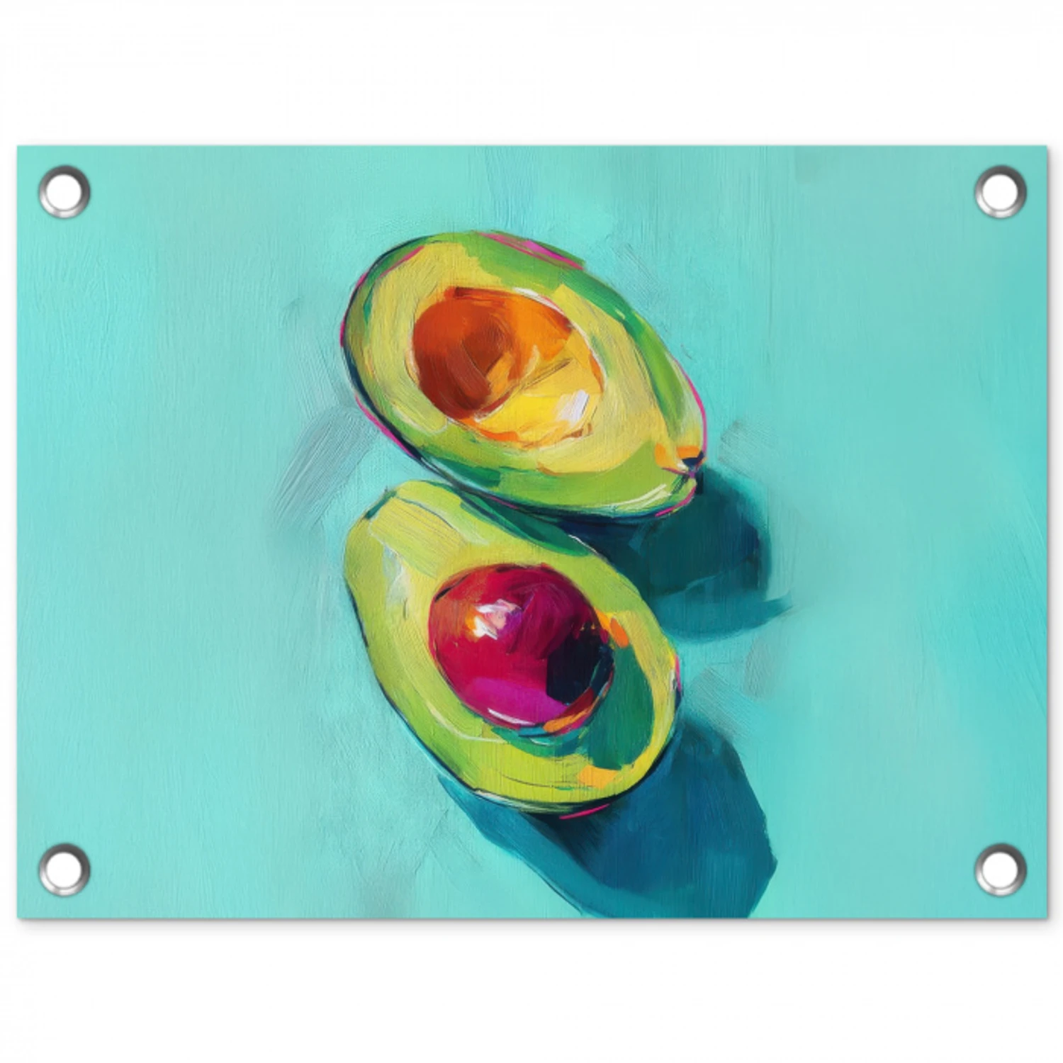 Avocado - Groen - Pit - Schaduw tuinposter los doek klein -3d