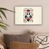 Speelkaart - Hartenkoningin - Bloemen - Hartjes canvas 2cm klein -sfeer1