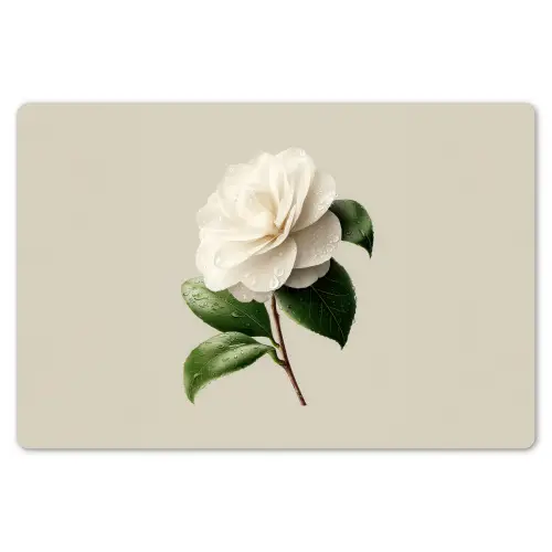 Cameliabloem - Wit - Groen Placemat vinyl groot -zzsfeer1_Kitchenyeah-website