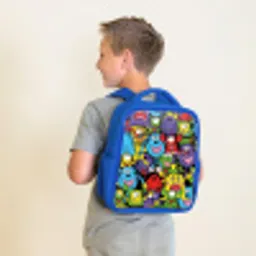 Monsters met Felle Kleuren Kinderrugzak - Blauw middel -sfeer2