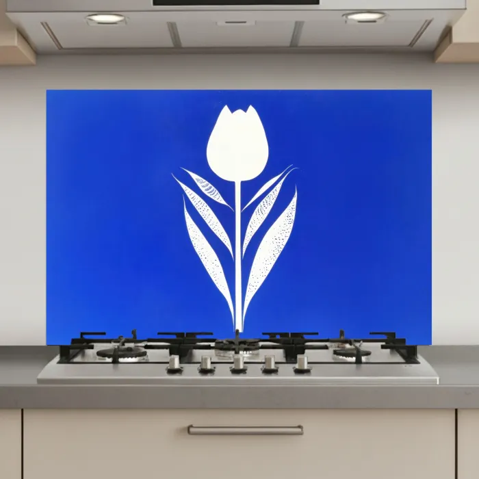 Tulp - Minimalistisch - Bladeren - Wit keuken achterwand spatscherm klein -3d_website