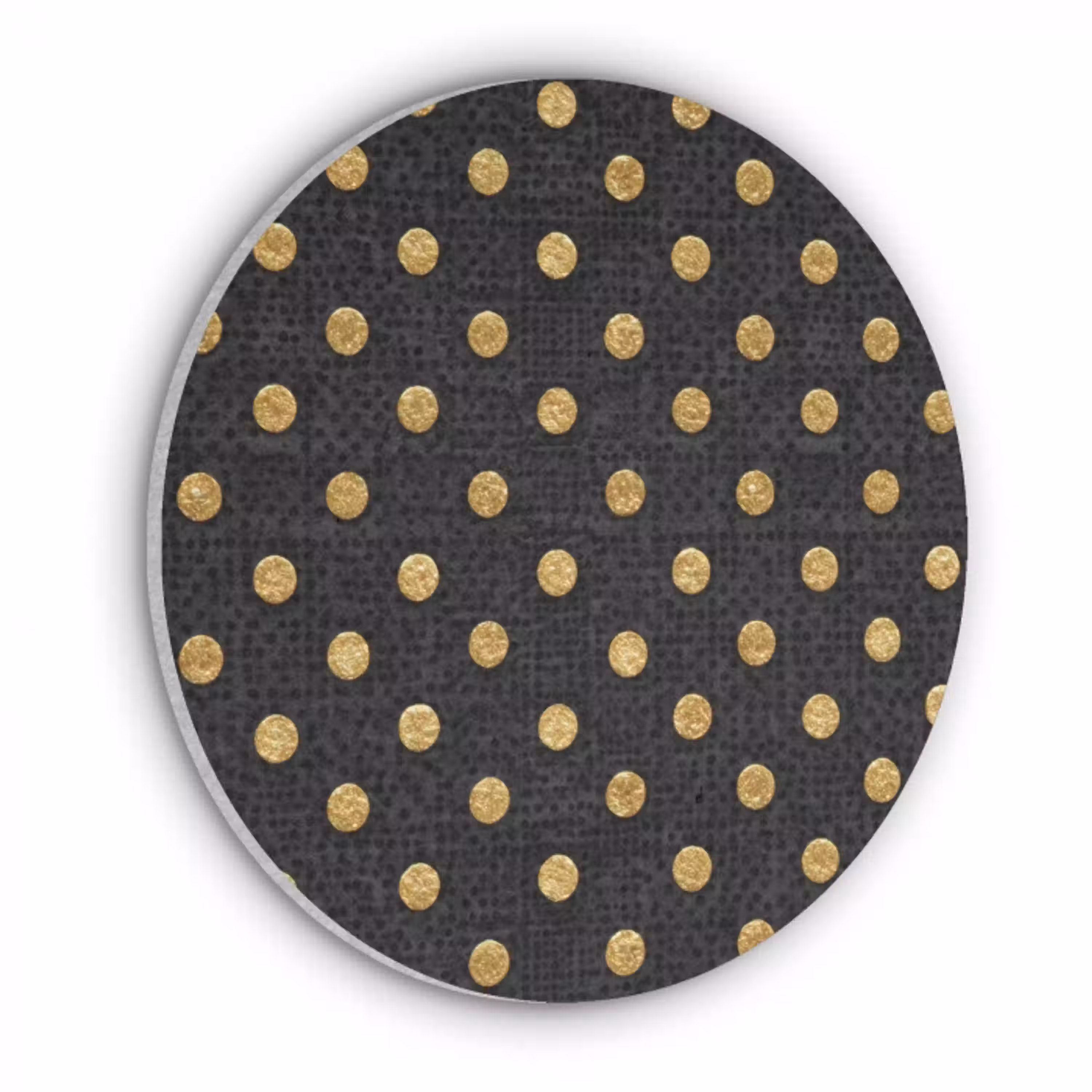 Polka Dot - Stippen - Goud - Zwart Akoestische PET Vilt - Rond klein 838 -3d