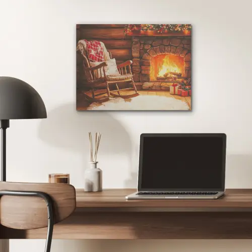 Winter - Kerst - Huis - Openhaard PET vilt klein -sfeer5