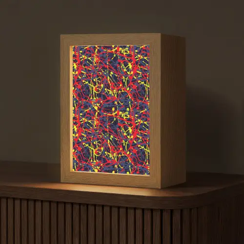 Waterverf - Rood - Geel Light Box met kabel (Tafellamp) klein 925 -z3d_website