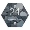 Donkergrijze stenen - Klassiek Naambord Hexagon klein -3d