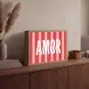 Amor - Strepen - Rood - Roze Light Box met batterij (Wandlamp) middel -sfeer2