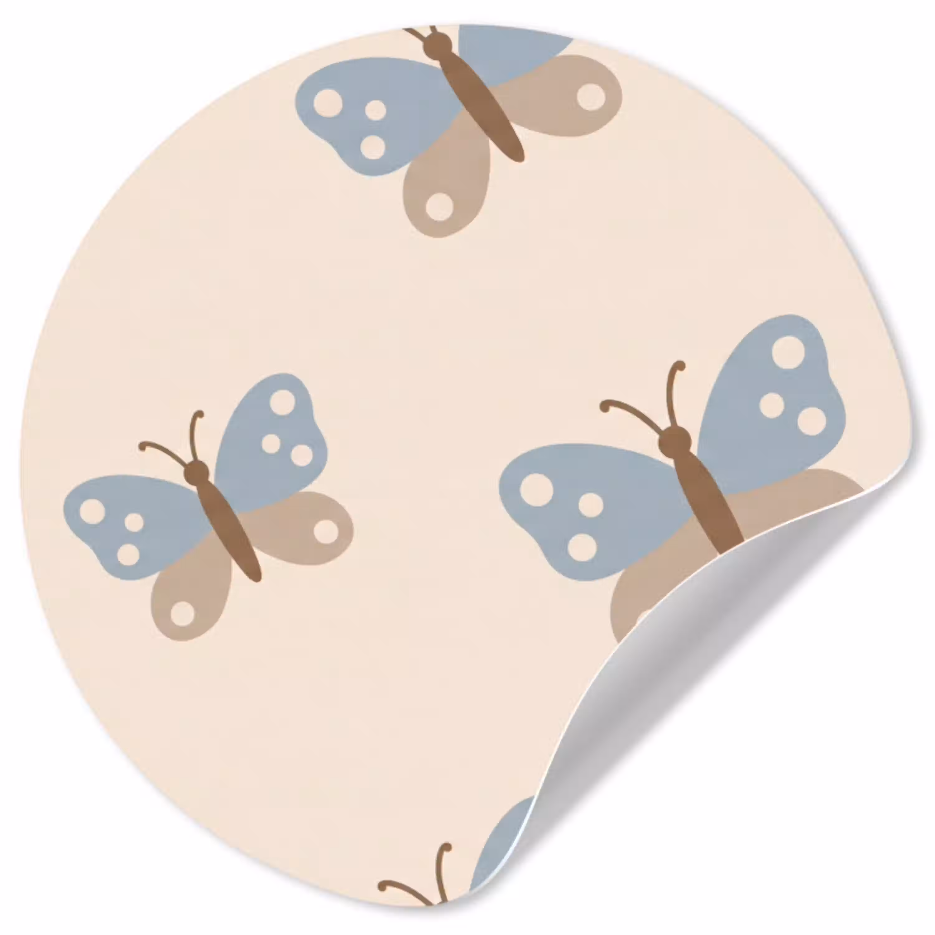 Insect - Vlinderpatroon - Abstract - Blauw - Beige Wandcirkel behangsticker klein -3d