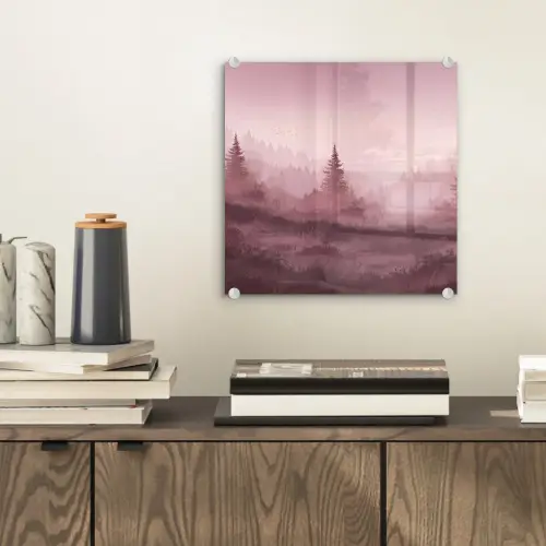 Landschap - Mistig - Roze plexiglas 5mm klein -sfeer1