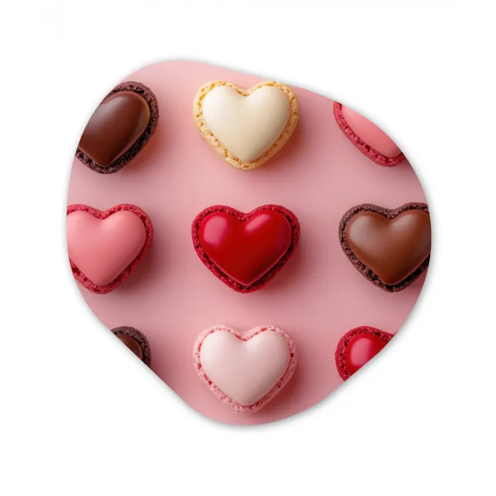 Macarons - Hartjes - Kleurrijk - Roze Wandcirkel Organisch Plexiglas middel -3d
