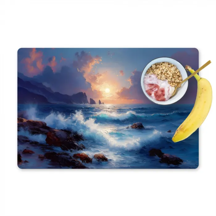 Golven - Zee - Kleurrijk - Rotsen Placemat vinyl groot -zzzproduct_Kitchenyeah-website