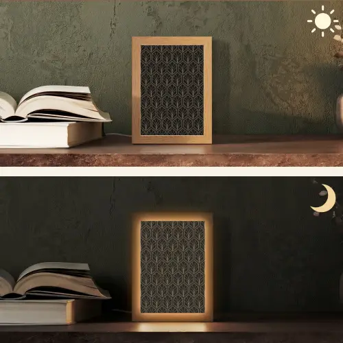 Pijlvorm - Waaier - Goud Light Box met kabel (Tafellamp) klein 925 -sfeer3
