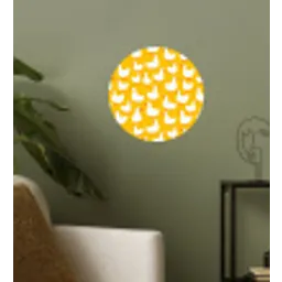 Eendjes - Patroon - Geel Wandcirkel behangsticker klein 186 -sfeer2