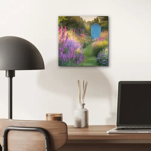 Tuinhuisje - Blauw - Bloemen aluminium wit klein -sfeer5