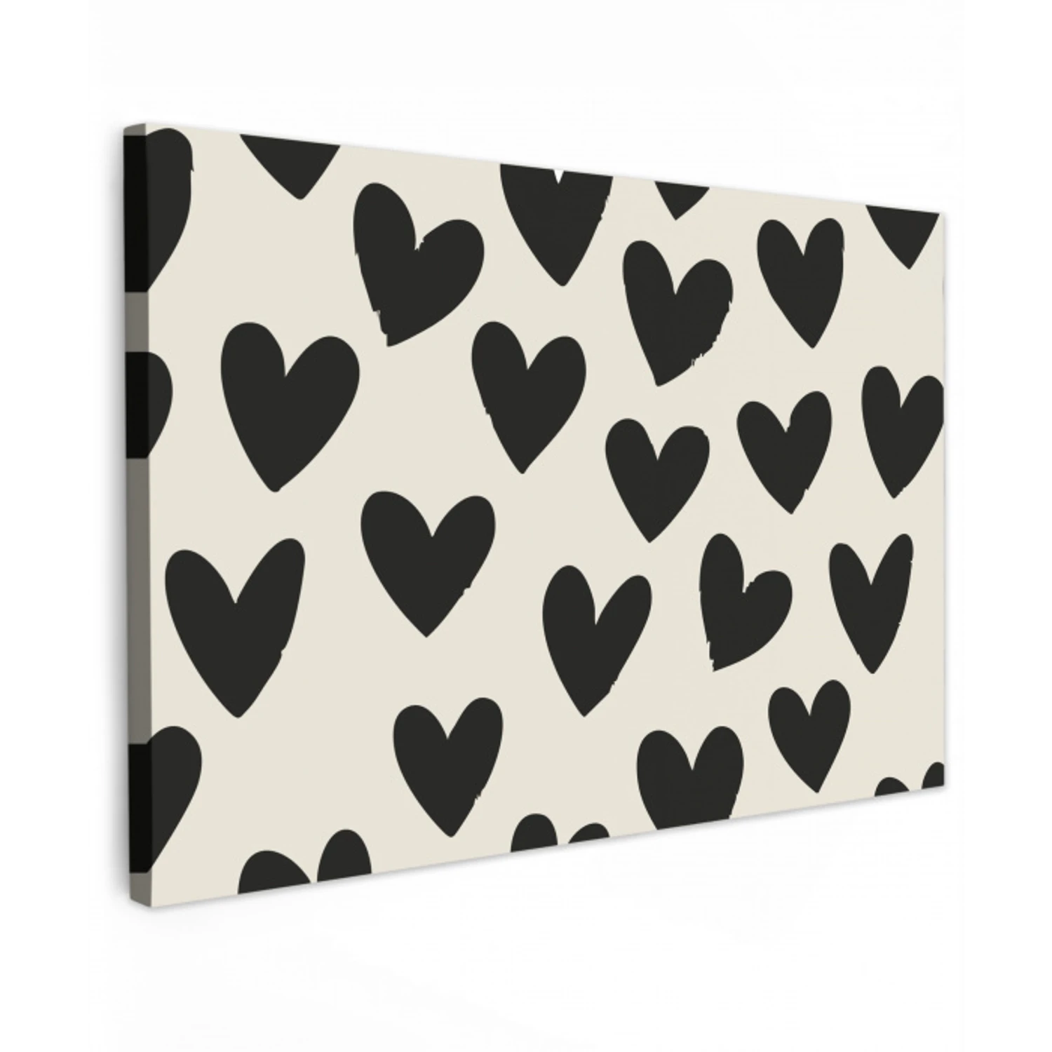 Hartjes - Zwart - Beige Tuinposter op houten frame 2 cm dik klein -3d