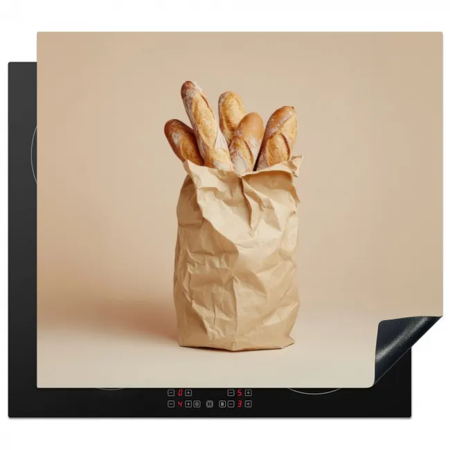 Baguette - Brood - Stokbrood - Beige Inductie beschermer vinyl 3mm middel -3d