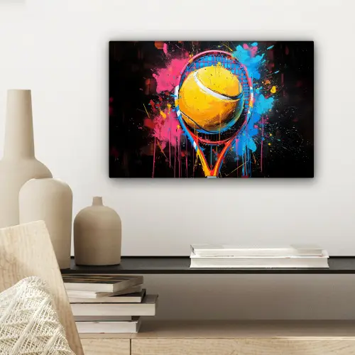 Graffiti - Tennis - Sport - Racket canvas 2cm klein -sfeer6