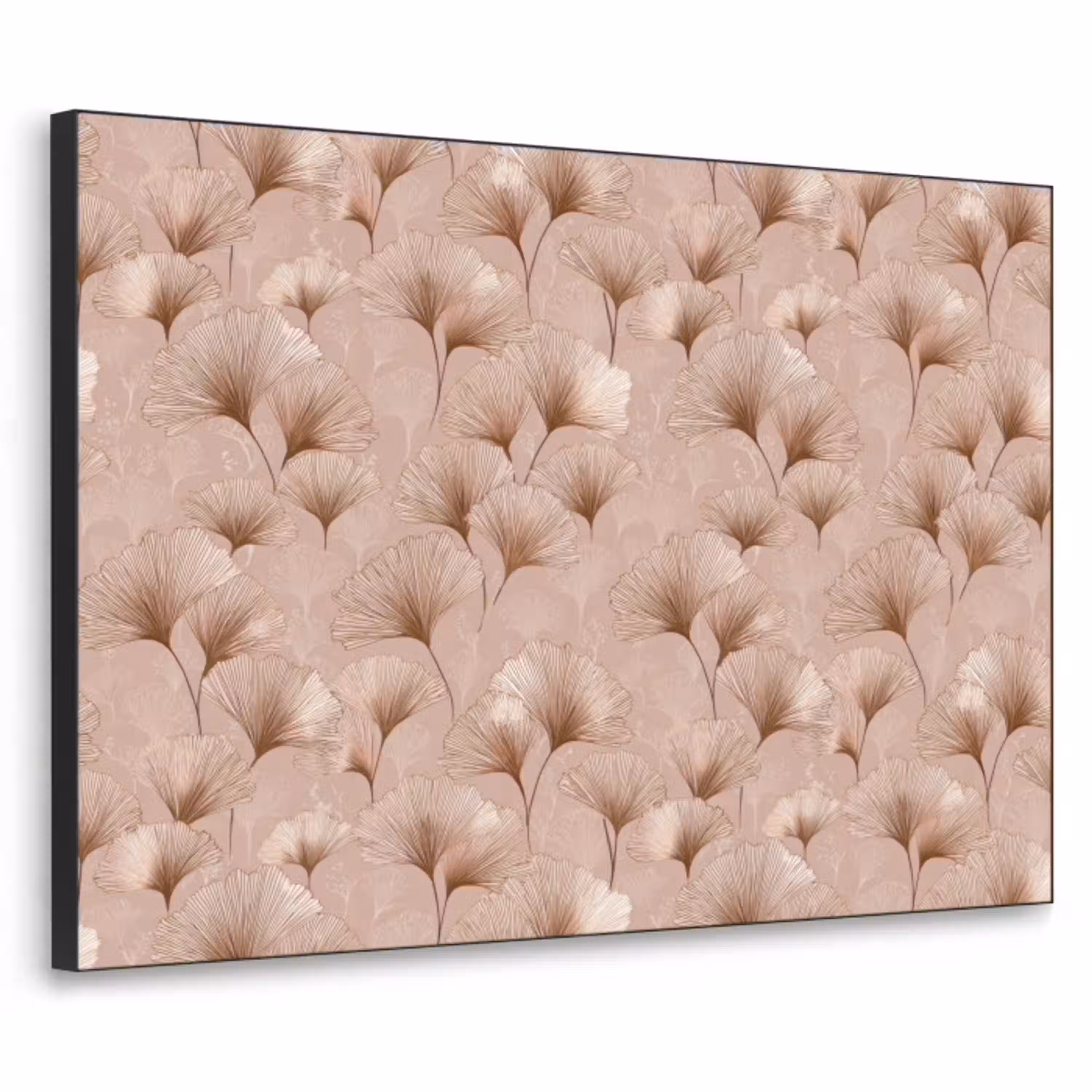 Ginkgo - Patroon - Roze Textielframe zwart klein 947 -3d