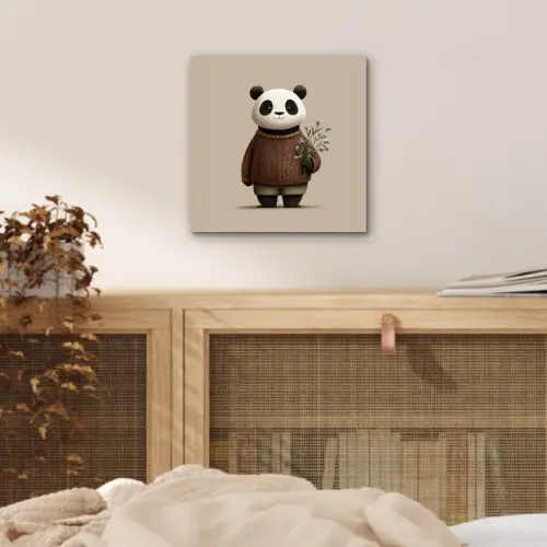 Panda - Blauwe bloemen - Zachtheid aluminium wit klein -sfeer3