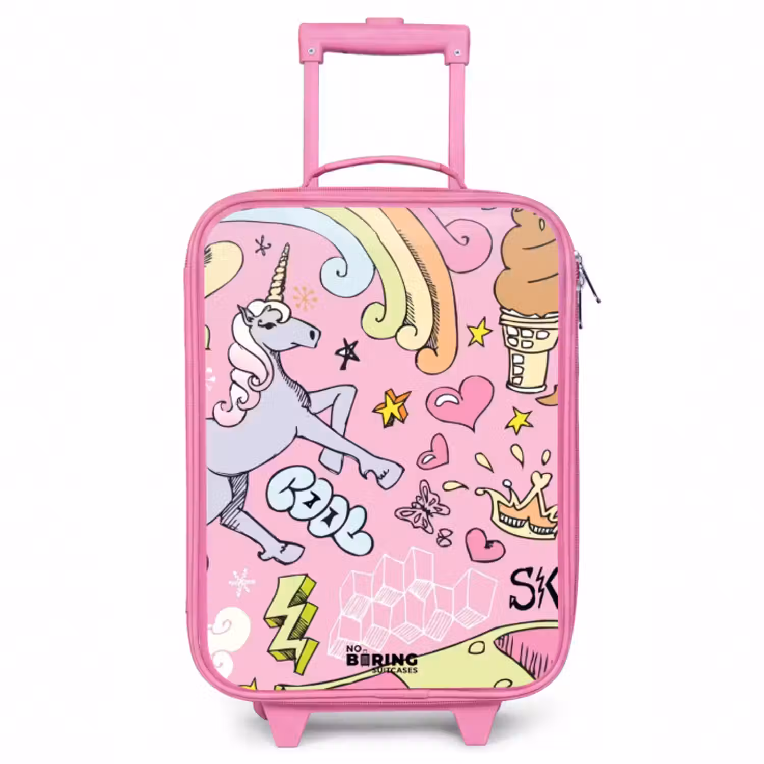 Kinderkoffer - Roze - Unicorn doodles