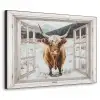 Schotse Hooglander - Winterlandschap - Landelijk - Bergen - Doorkijk Textielframe zwart klein -3d